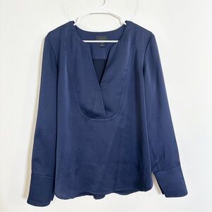 J Crew Collection long sleeve split vneck Satin blouse
